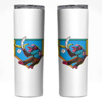 Funny Monkey Playing Baseball With Banana Skinny Tumbler Sport Humor Gift