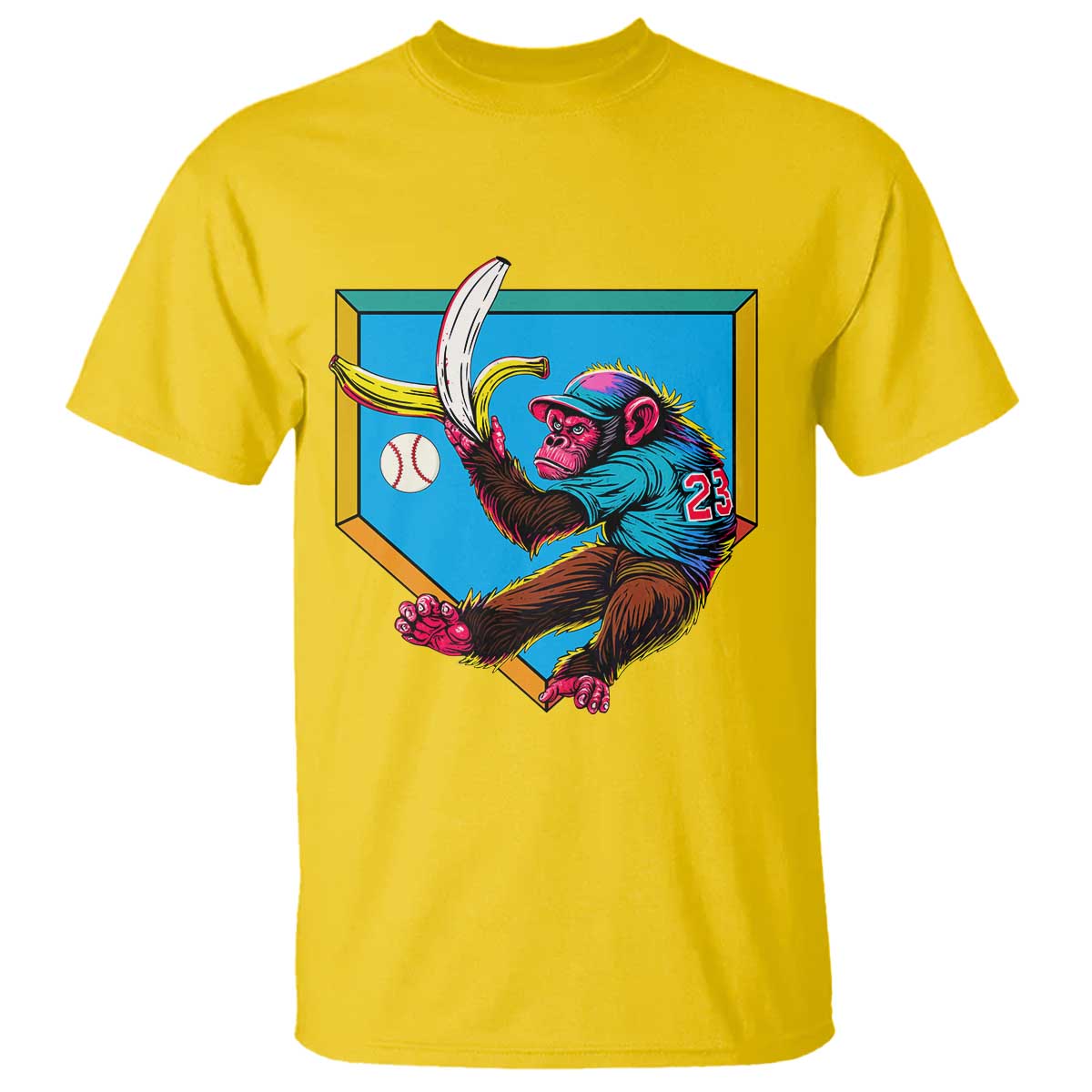 Funny Monkey Playing Baseball With Banana T Shirt Sport Humor Gift - Wonder Print Shop