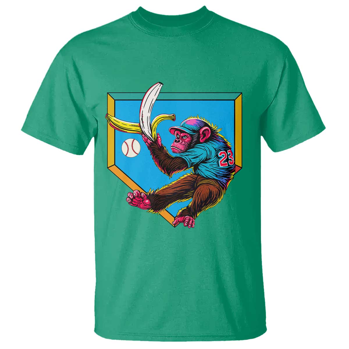 Funny Monkey Playing Baseball With Banana T Shirt Sport Humor Gift - Wonder Print Shop