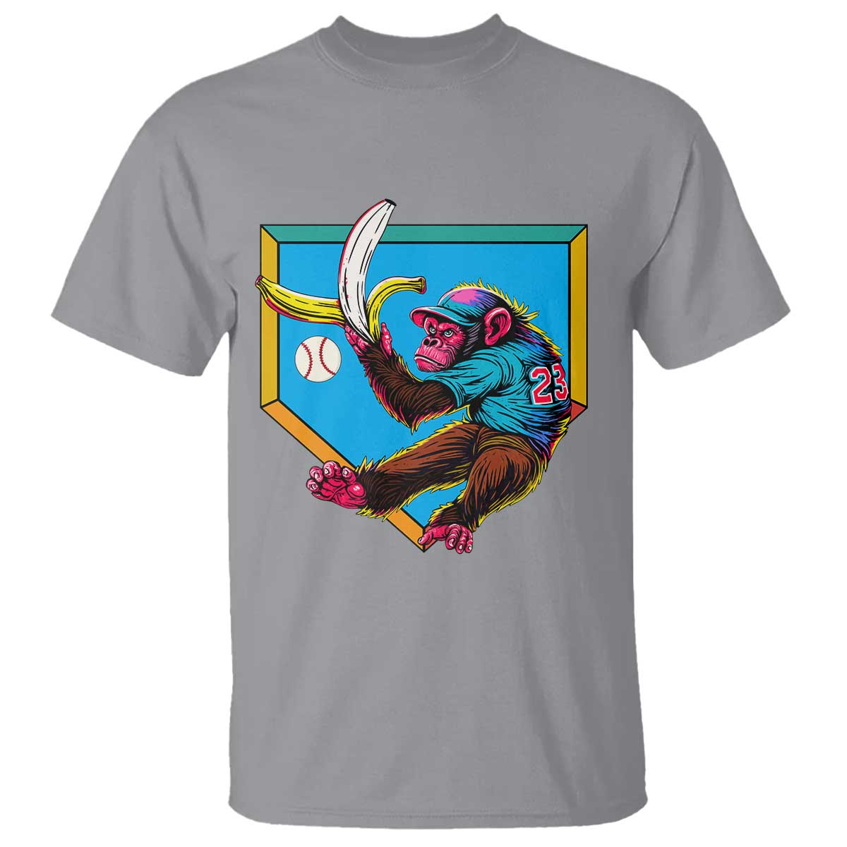 Funny Monkey Playing Baseball With Banana T Shirt Sport Humor Gift - Wonder Print Shop