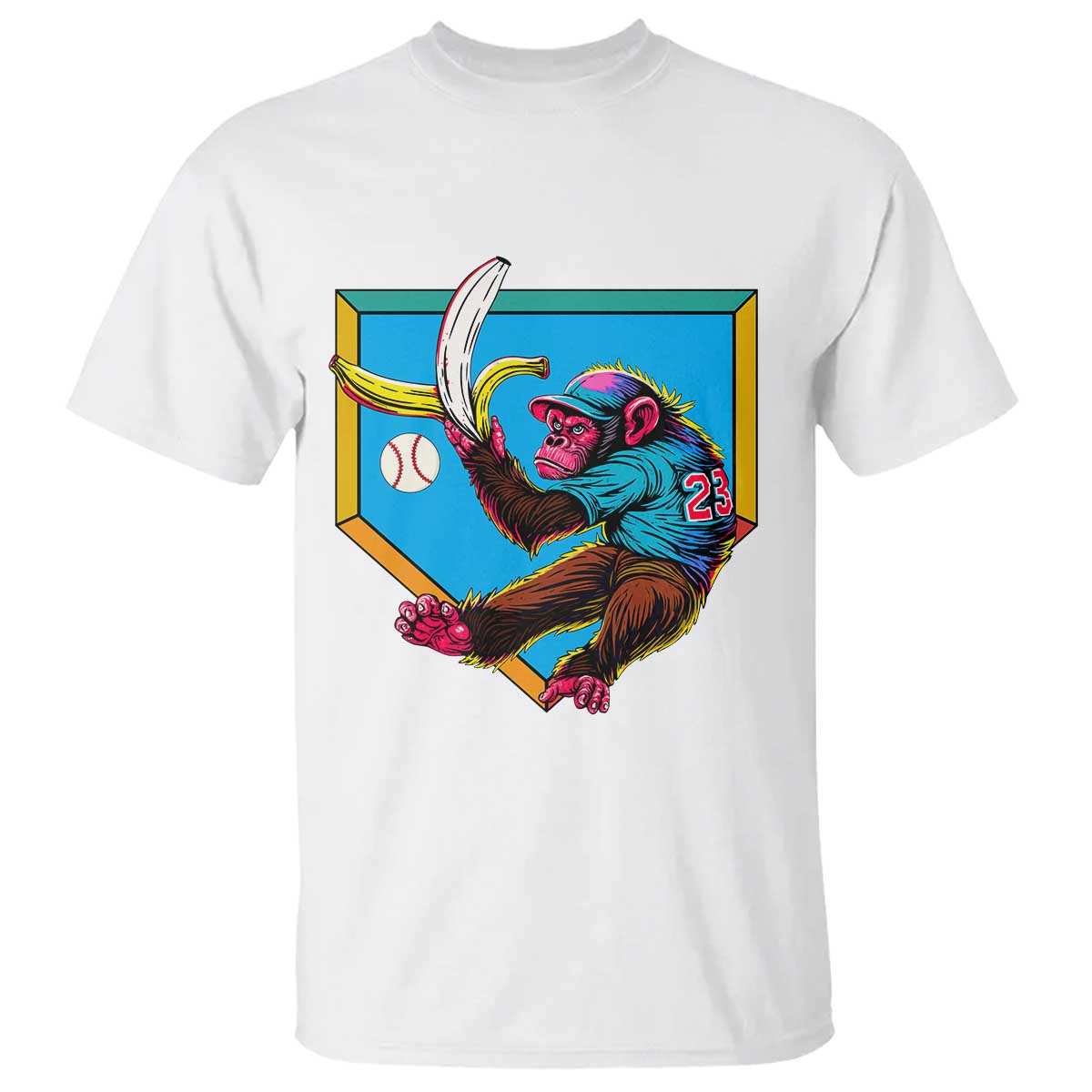 Funny Monkey Playing Baseball With Banana T Shirt Sport Humor Gift - Wonder Print Shop