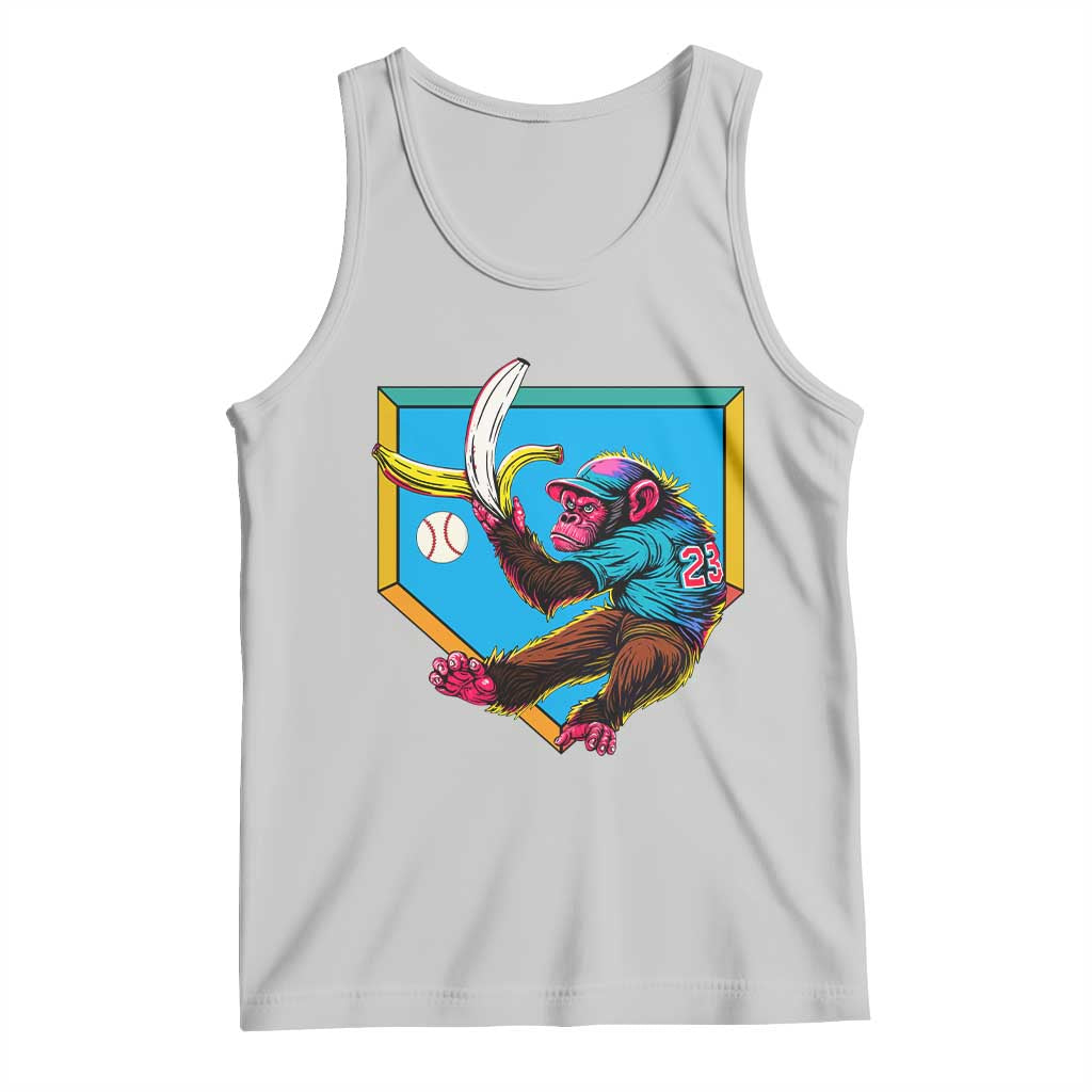 Funny Monkey Playing Baseball With Banana Tank Top Sport Humor Gift - Wonder Print Shop