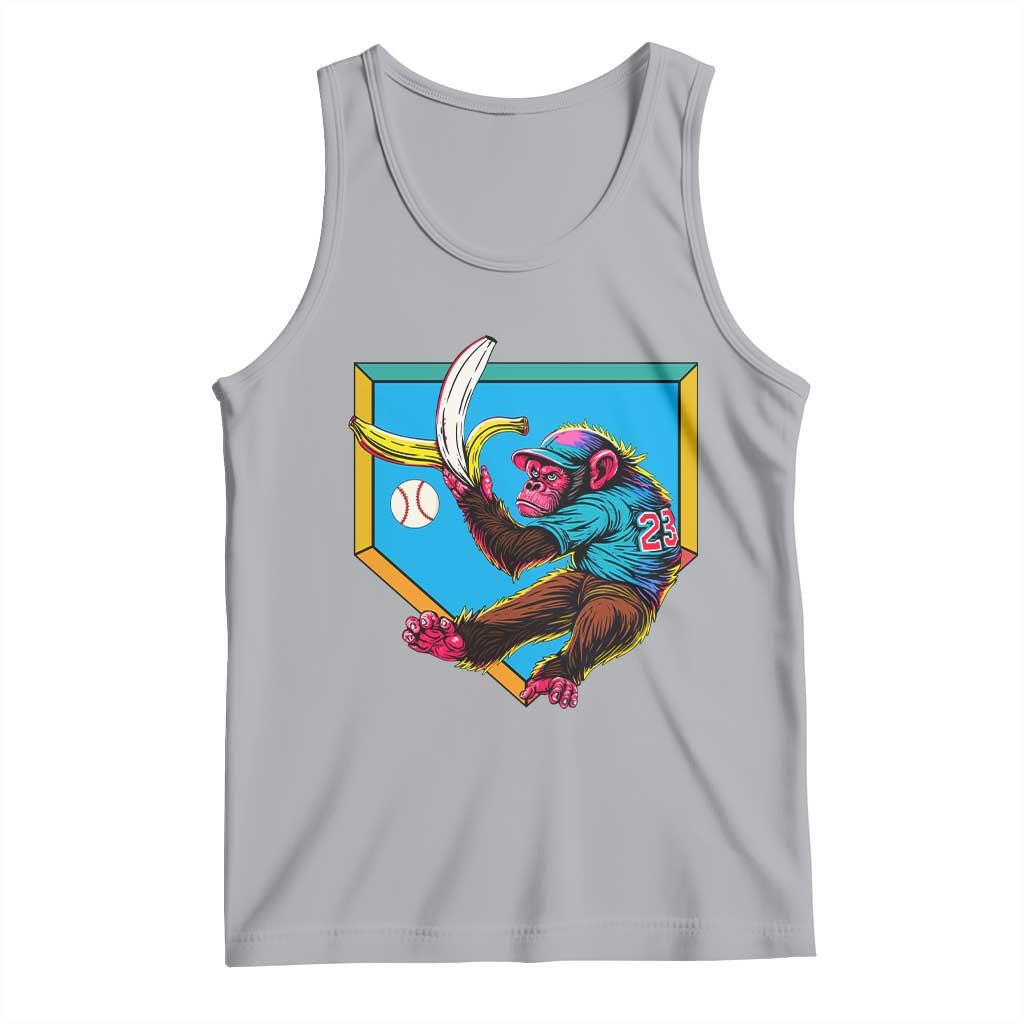 Funny Monkey Playing Baseball With Banana Tank Top Sport Humor Gift - Wonder Print Shop