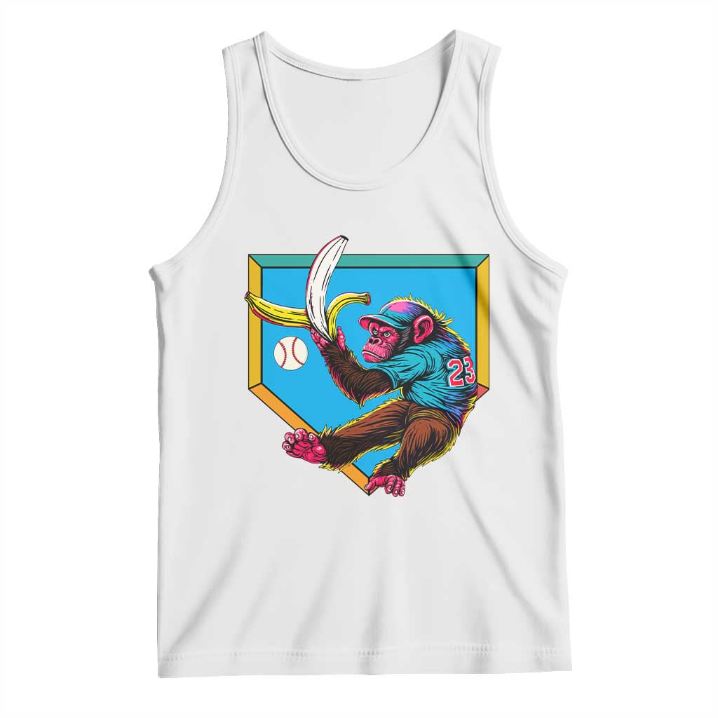 Funny Monkey Playing Baseball With Banana Tank Top Sport Humor Gift - Wonder Print Shop