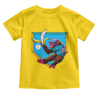Funny Monkey Playing Baseball With Banana Toddler T Shirt Sport Humor Gift - Wonder Print Shop