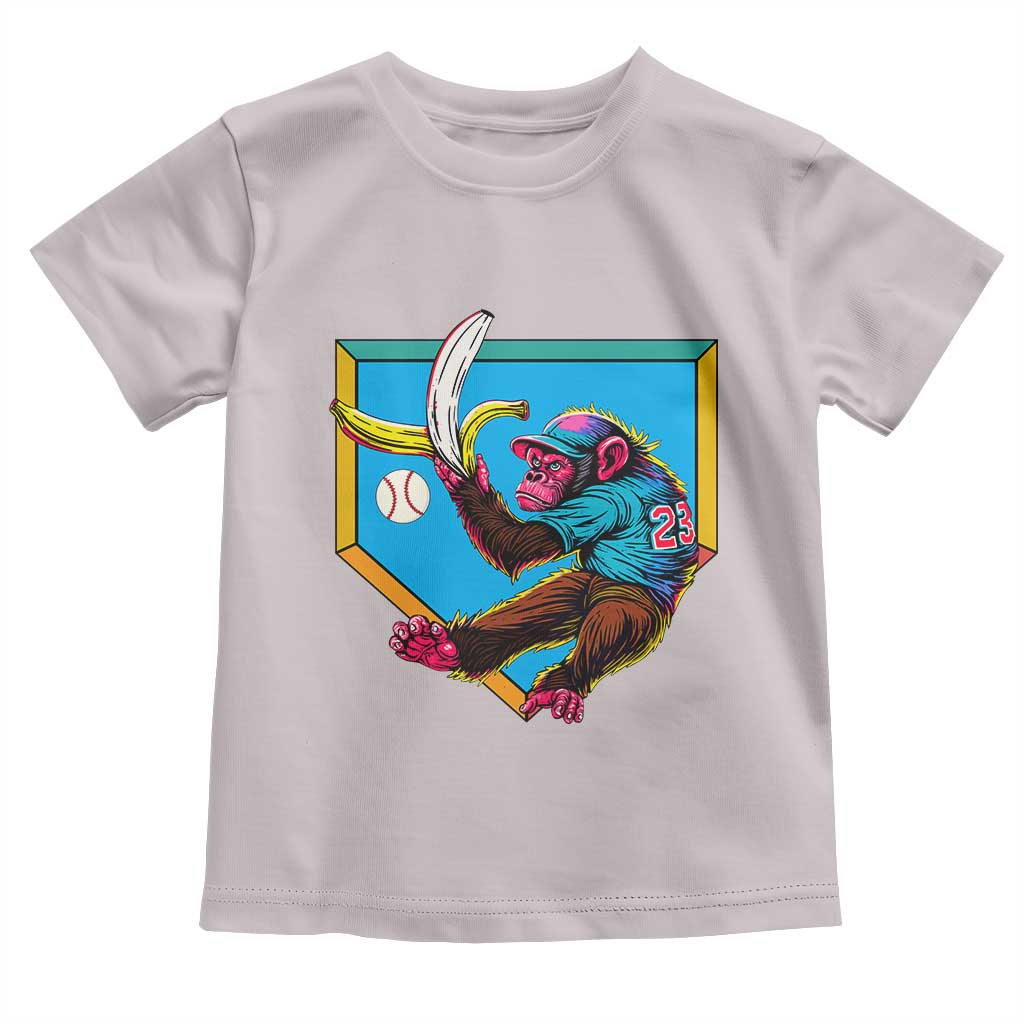 Funny Monkey Playing Baseball With Banana Toddler T Shirt Sport Humor Gift - Wonder Print Shop