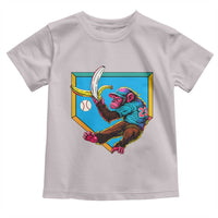 Funny Monkey Playing Baseball With Banana Toddler T Shirt Sport Humor Gift - Wonder Print Shop