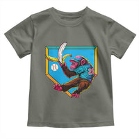 Funny Monkey Playing Baseball With Banana Toddler T Shirt Sport Humor Gift - Wonder Print Shop