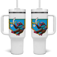 Funny Monkey Playing Baseball With Banana Tumbler With Handle Sport Humor Gift
