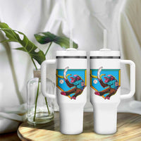 Funny Monkey Playing Baseball With Banana Tumbler With Handle Sport Humor Gift
