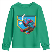 Funny Monkey Playing Baseball With Banana Youth Sweatshirt Sport Humor Gift - Wonder Print Shop
