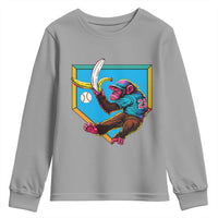 Funny Monkey Playing Baseball With Banana Youth Sweatshirt Sport Humor Gift - Wonder Print Shop