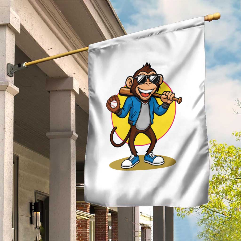 Funny Baseball Garden Flag Monkey Playing Baseball Sport Humor Gift - Wonder Print Shop