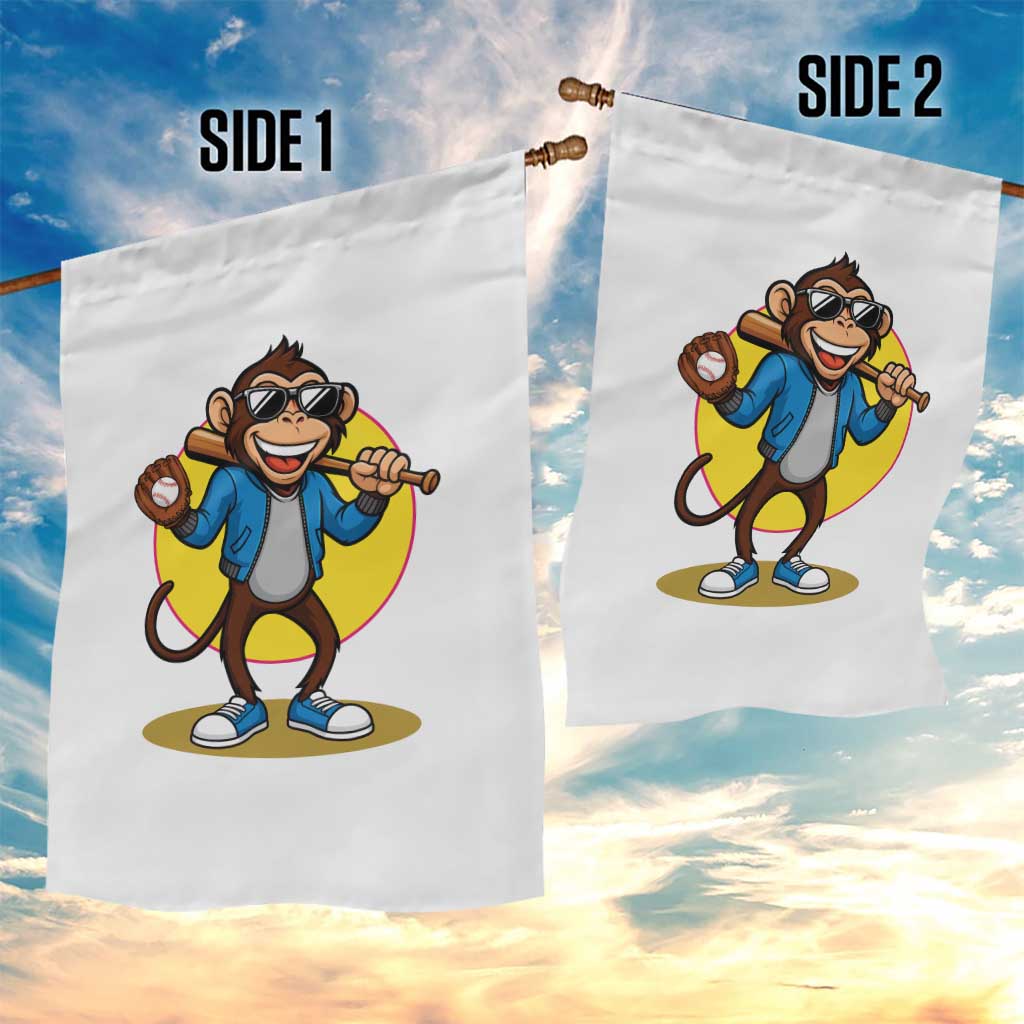 Funny Baseball Garden Flag Monkey Playing Baseball Sport Humor Gift - Wonder Print Shop