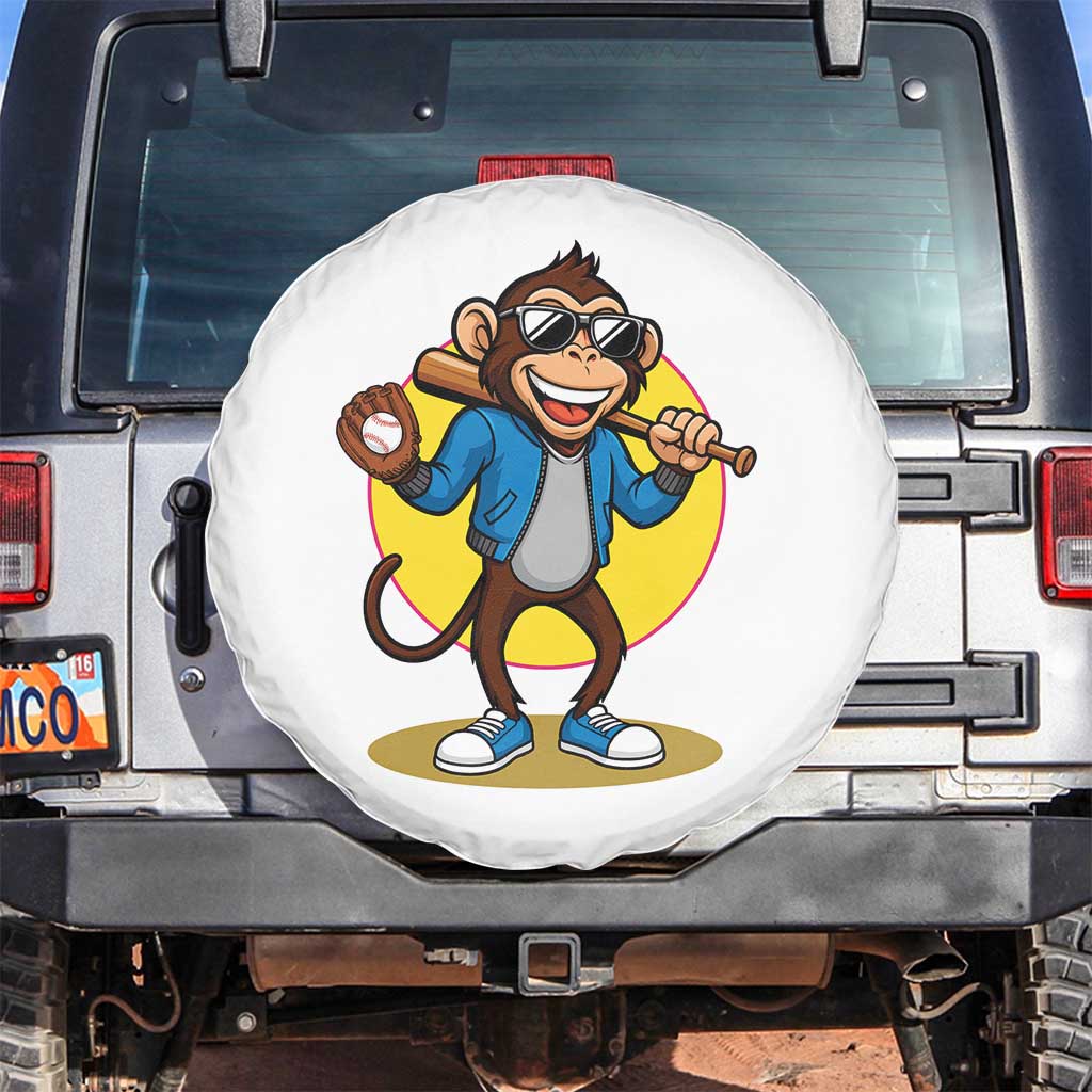 Funny Baseball Spare Tire Cover Monkey Playing Baseball Sport Humor Gift - Wonder Print Shop