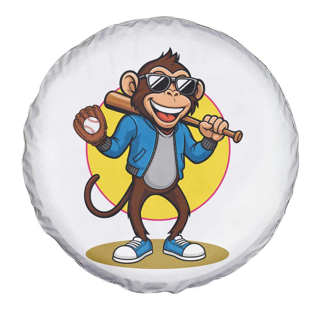 Funny Baseball Spare Tire Cover Monkey Playing Baseball Sport Humor Gift - Wonder Print Shop