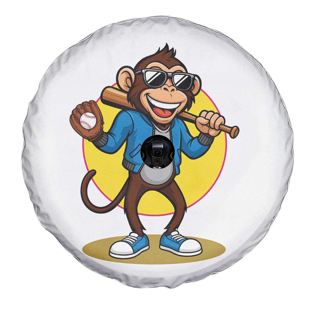 Funny Baseball Spare Tire Cover Monkey Playing Baseball Sport Humor Gift - Wonder Print Shop