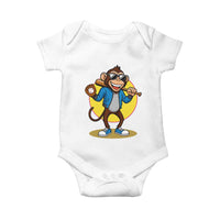 Funny Baseball Baby Onesie Monkey Playing Baseball Sport Humor Gift - Wonder Print Shop