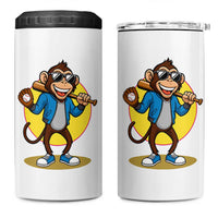 Funny Baseball 4 in 1 Can Cooler Tumbler Monkey Playing Baseball Sport Humor Gift