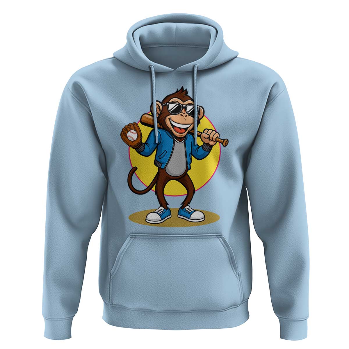 Funny Baseball Hoodie Monkey Playing Baseball Sport Humor Gift - Wonder Print Shop