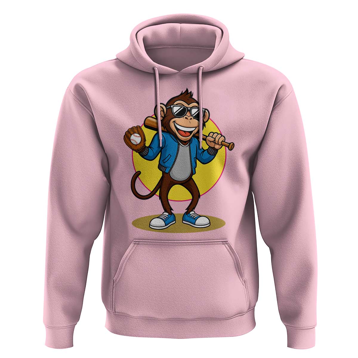 Funny Baseball Hoodie Monkey Playing Baseball Sport Humor Gift - Wonder Print Shop