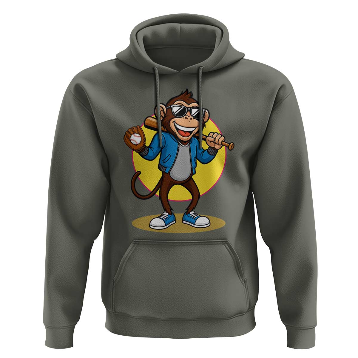 Funny Baseball Hoodie Monkey Playing Baseball Sport Humor Gift - Wonder Print Shop