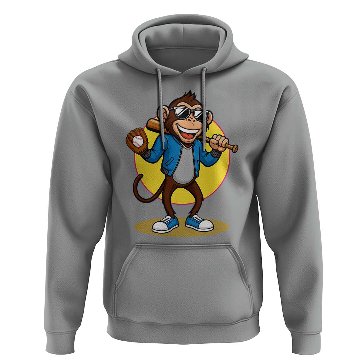 Funny Baseball Hoodie Monkey Playing Baseball Sport Humor Gift - Wonder Print Shop