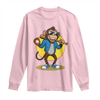 Funny Baseball Long Sleeve Shirt Monkey Playing Baseball Sport Humor Gift - Wonder Print Shop
