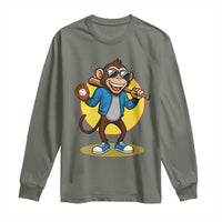 Funny Baseball Long Sleeve Shirt Monkey Playing Baseball Sport Humor Gift - Wonder Print Shop