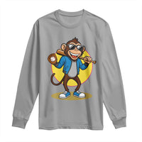 Funny Baseball Long Sleeve Shirt Monkey Playing Baseball Sport Humor Gift - Wonder Print Shop
