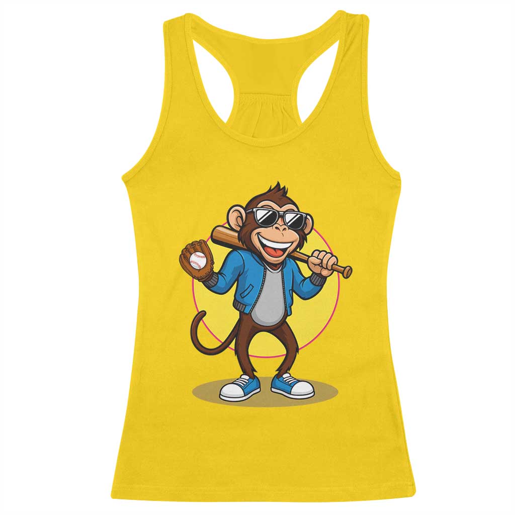 Funny Baseball Racerback Tank Top Monkey Playing Baseball Sport Humor Gift - Wonder Print Shop