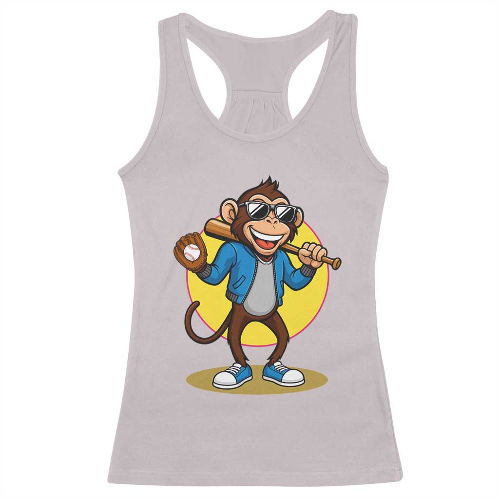 Funny Baseball Racerback Tank Top Monkey Playing Baseball Sport Humor Gift - Wonder Print Shop