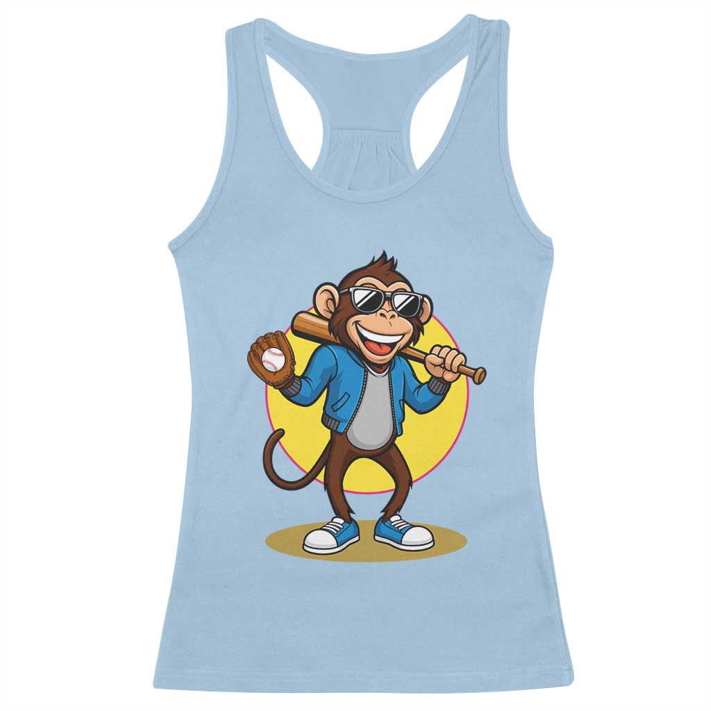 Funny Baseball Racerback Tank Top Monkey Playing Baseball Sport Humor Gift - Wonder Print Shop