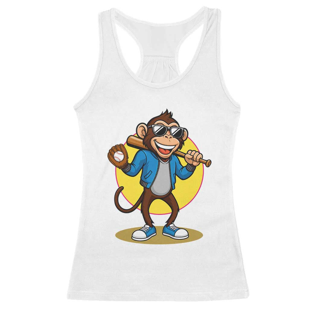 Funny Baseball Racerback Tank Top Monkey Playing Baseball Sport Humor Gift - Wonder Print Shop