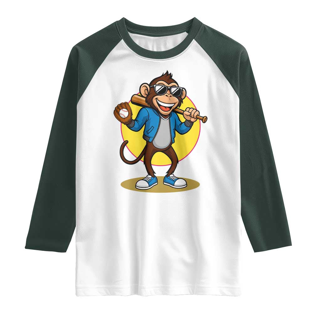 Funny Baseball Raglan Shirt Monkey Playing Baseball Sport Humor Gift - Wonder Print Shop