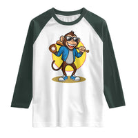 Funny Baseball Raglan Shirt Monkey Playing Baseball Sport Humor Gift - Wonder Print Shop