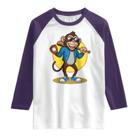 Funny Baseball Raglan Shirt Monkey Playing Baseball Sport Humor Gift - Wonder Print Shop