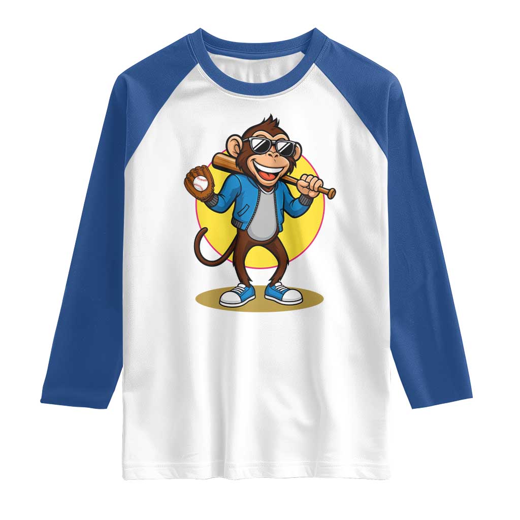 Funny Baseball Raglan Shirt Monkey Playing Baseball Sport Humor Gift - Wonder Print Shop