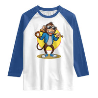 Funny Baseball Raglan Shirt Monkey Playing Baseball Sport Humor Gift - Wonder Print Shop