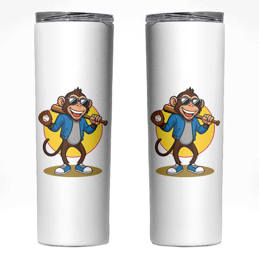 Funny Baseball Skinny Tumbler Monkey Playing Baseball Sport Humor Gift