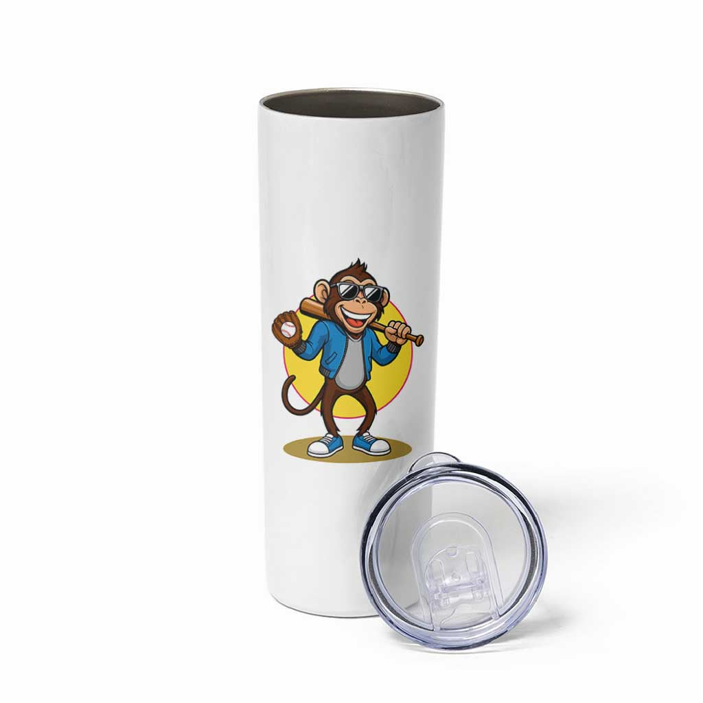 Funny Baseball Skinny Tumbler Monkey Playing Baseball Sport Humor Gift
