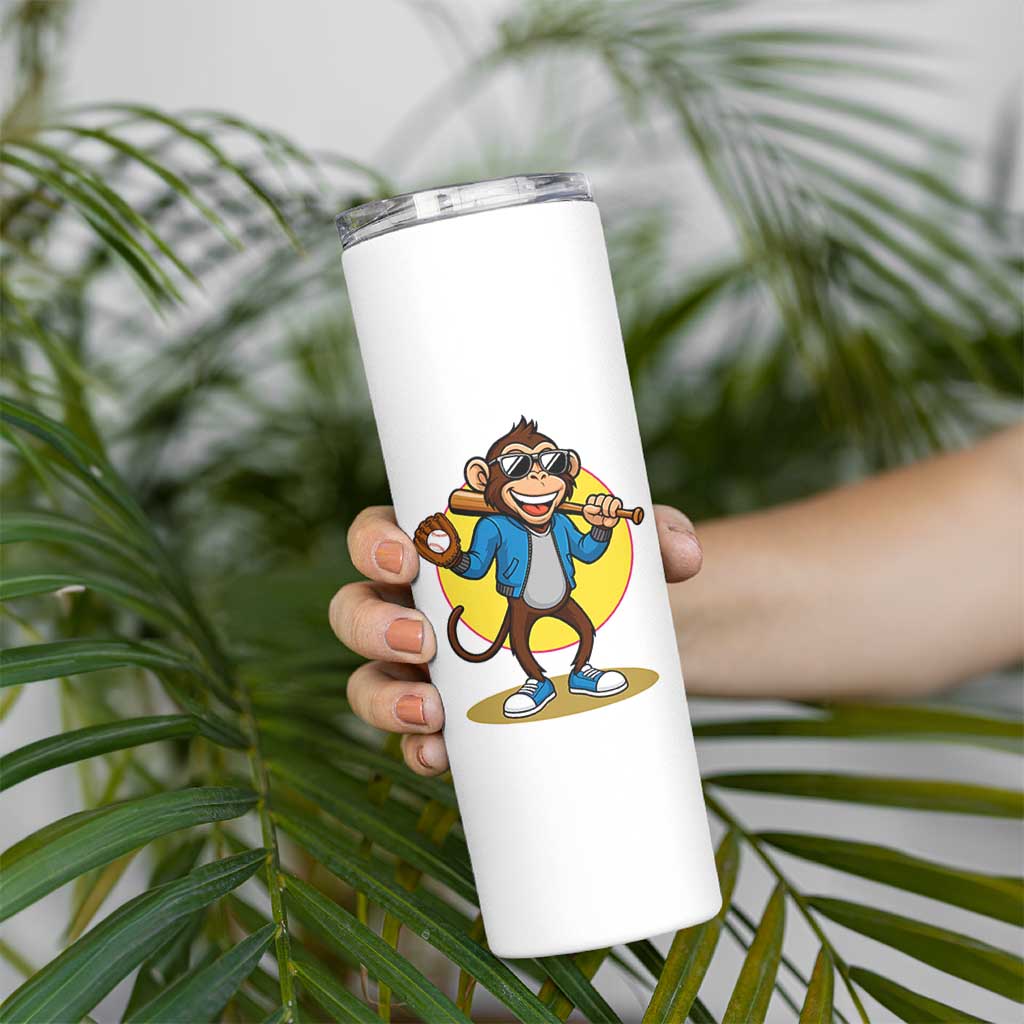 Funny Baseball Skinny Tumbler Monkey Playing Baseball Sport Humor Gift