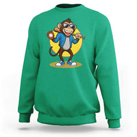 Funny Baseball Sweatshirt Monkey Playing Baseball Sport Humor Gift - Wonder Print Shop
