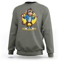 Funny Baseball Sweatshirt Monkey Playing Baseball Sport Humor Gift - Wonder Print Shop