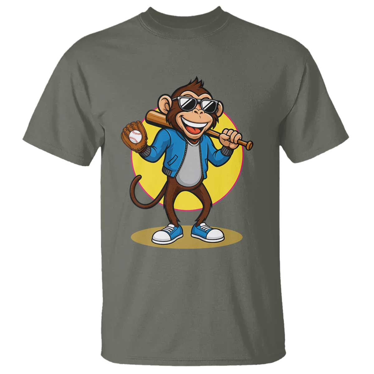 Funny Baseball T Shirt Monkey Playing Baseball Sport Humor Gift - Wonder Print Shop