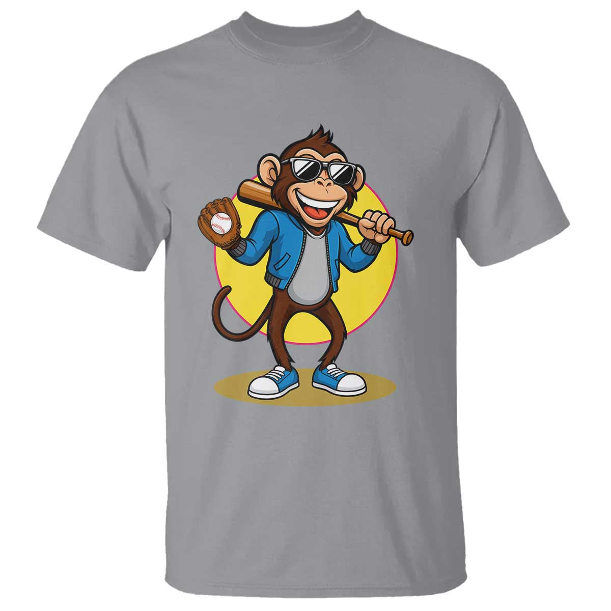 Funny Baseball T Shirt Monkey Playing Baseball Sport Humor Gift - Wonder Print Shop