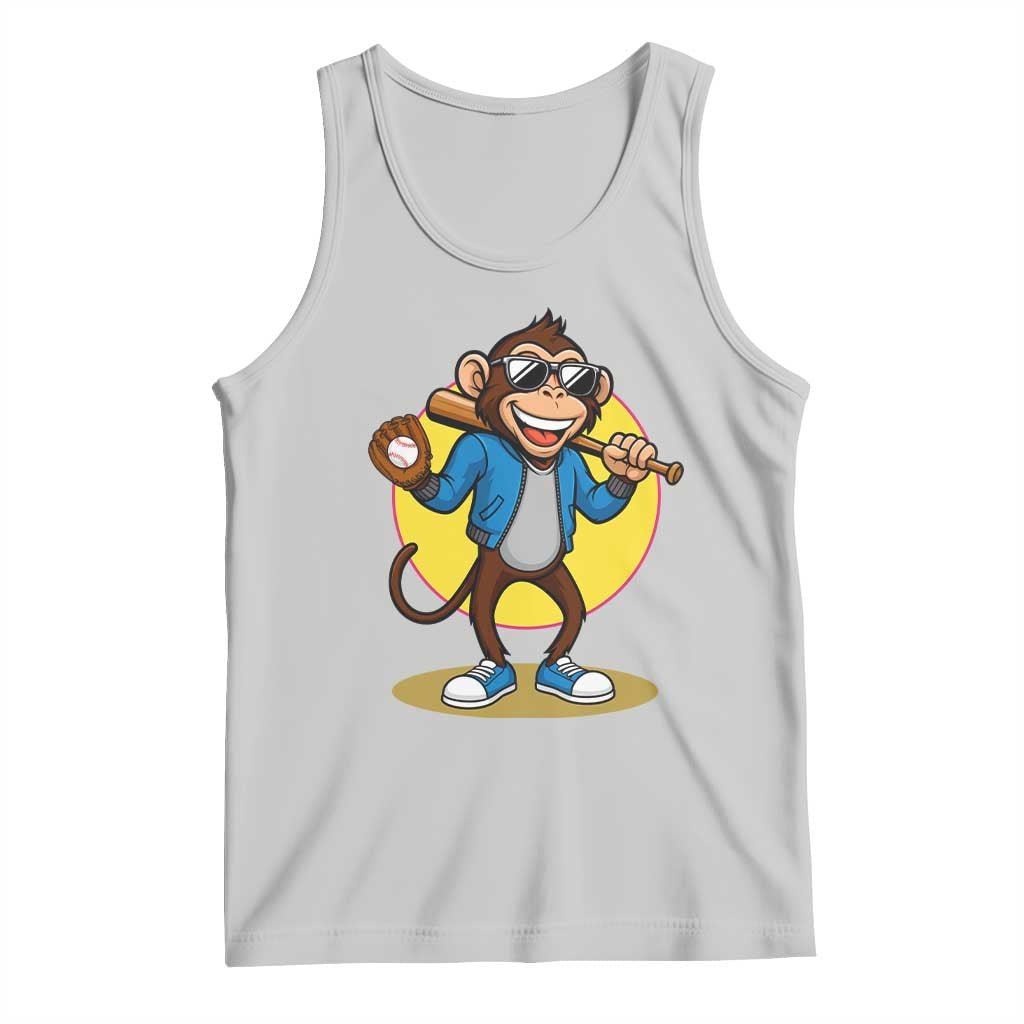 Funny Baseball Tank Top Monkey Playing Baseball Sport Humor Gift - Wonder Print Shop