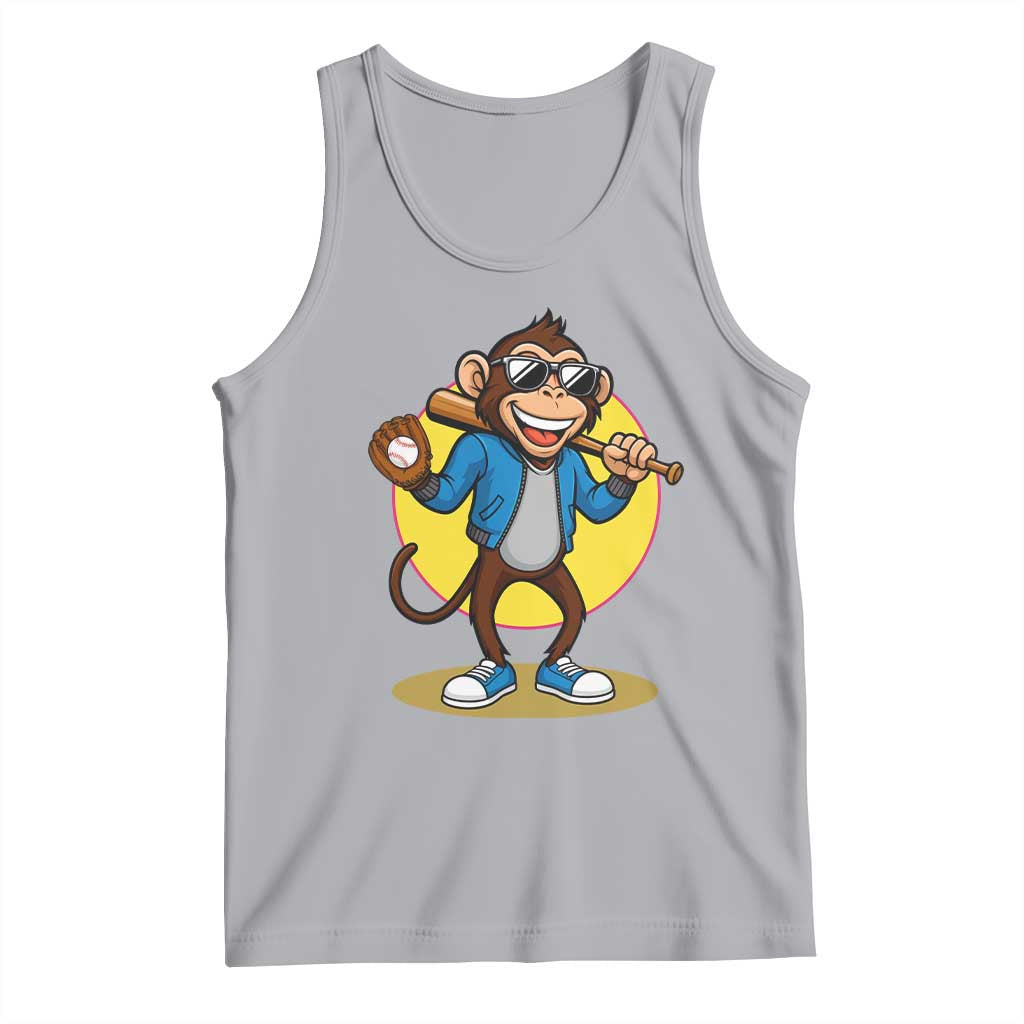 Funny Baseball Tank Top Monkey Playing Baseball Sport Humor Gift - Wonder Print Shop