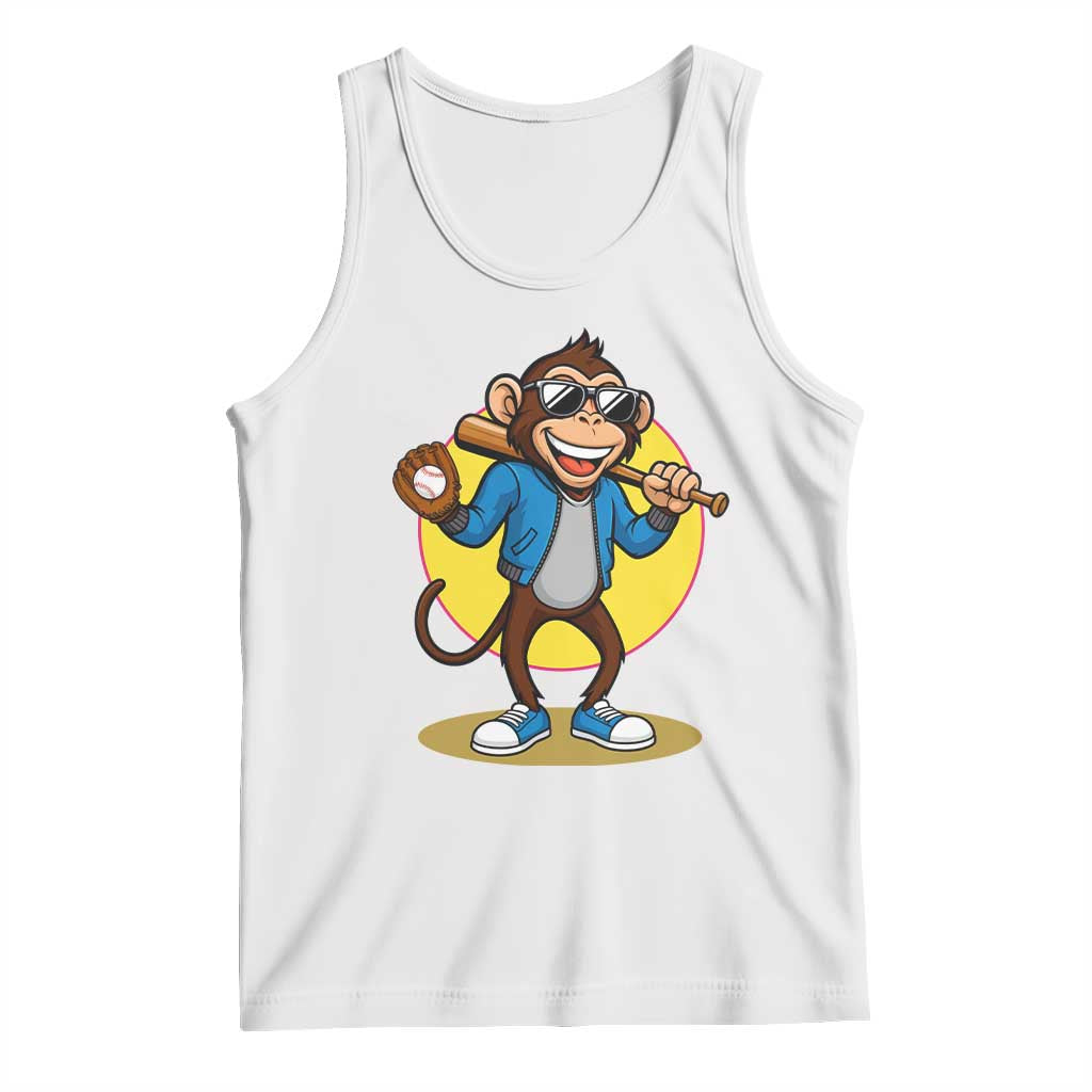 Funny Baseball Tank Top Monkey Playing Baseball Sport Humor Gift - Wonder Print Shop