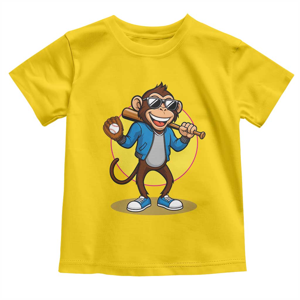 Funny Baseball Toddler T Shirt Monkey Playing Baseball Sport Humor Gift - Wonder Print Shop